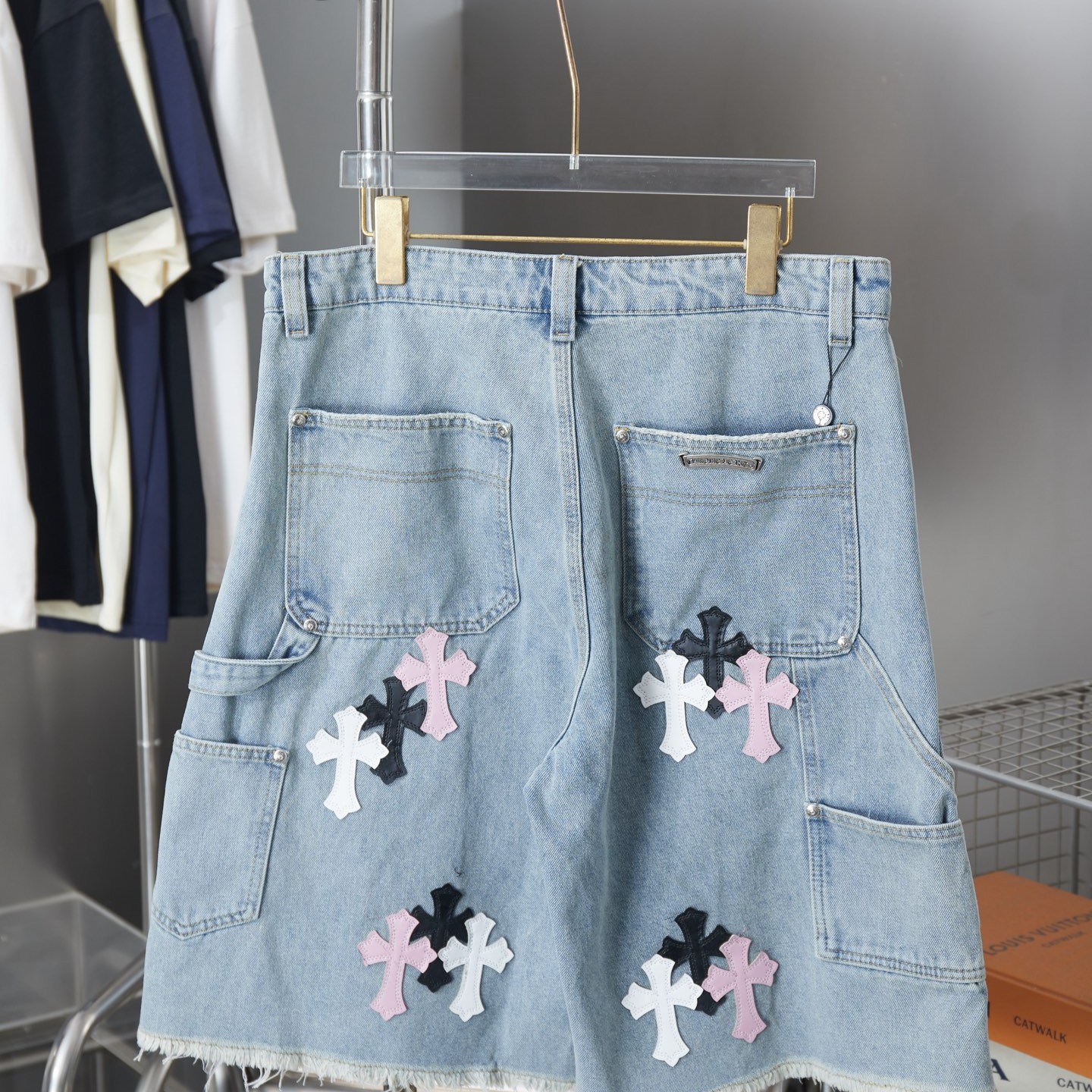 Chrome Hearts クロムハーツ クロスパッチ デニムショートパンツ ライトブルー