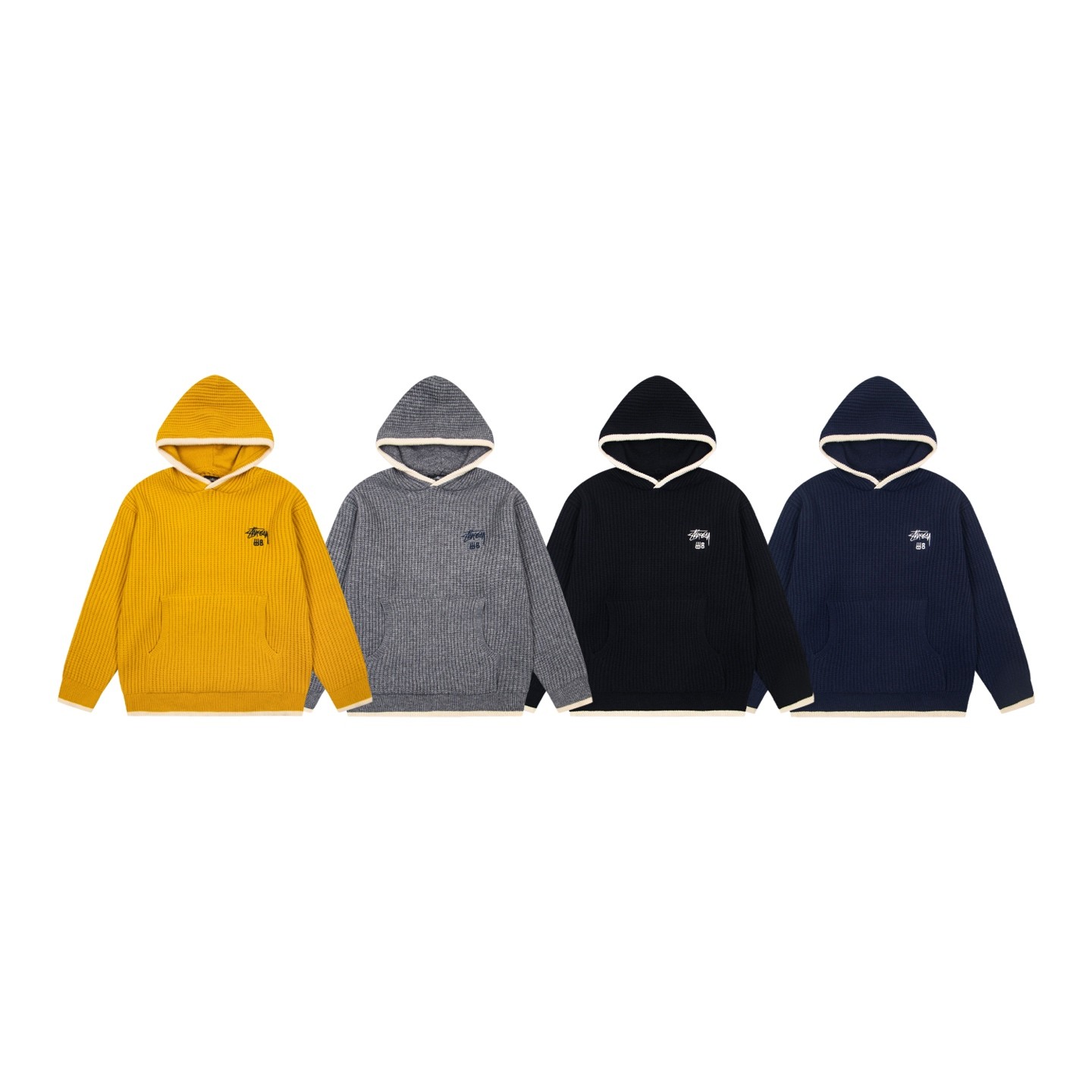 Stussy スタッシー Stussy Wales Bonner コラボレーション FW25 ワッフルニット フーデッドセーター ユニセックス