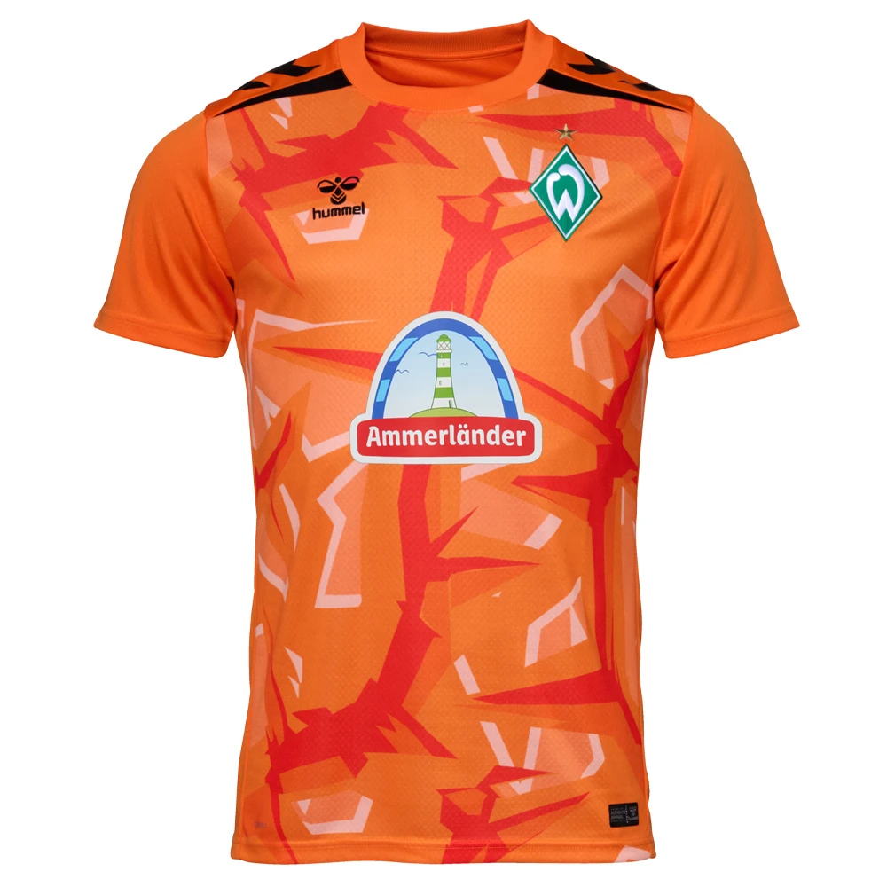 Werder Bremens orangefarbenes Kurzarm-Torwarttrikot der Saison 26/27