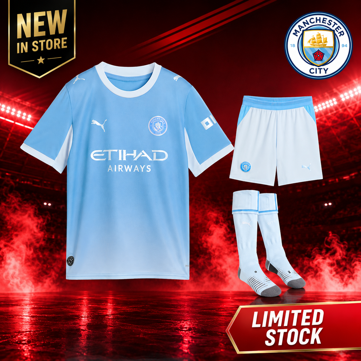Kinder' Manchester City Full Home Kit 26/27