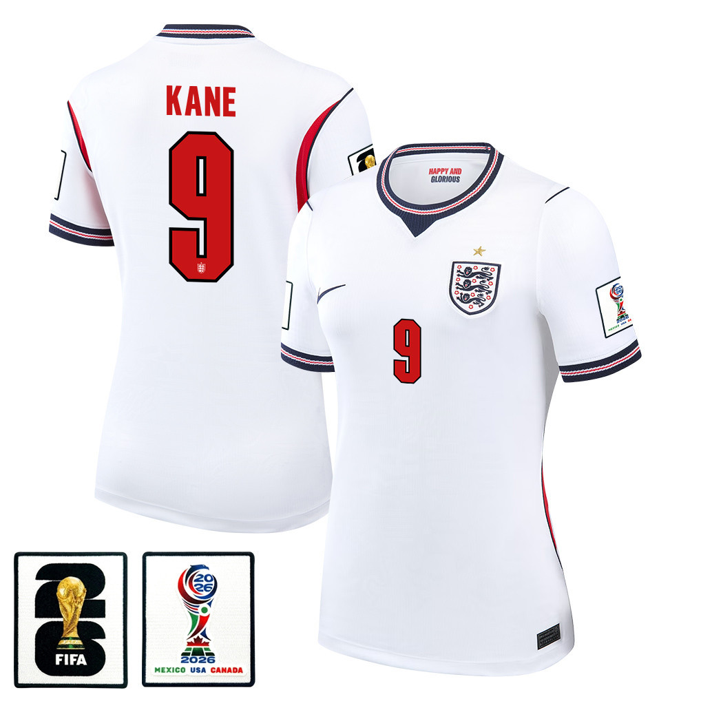 Harry Kane 9 Englische Frauen-Nationalmannschaft 2026 Heim Trikot – Weiß