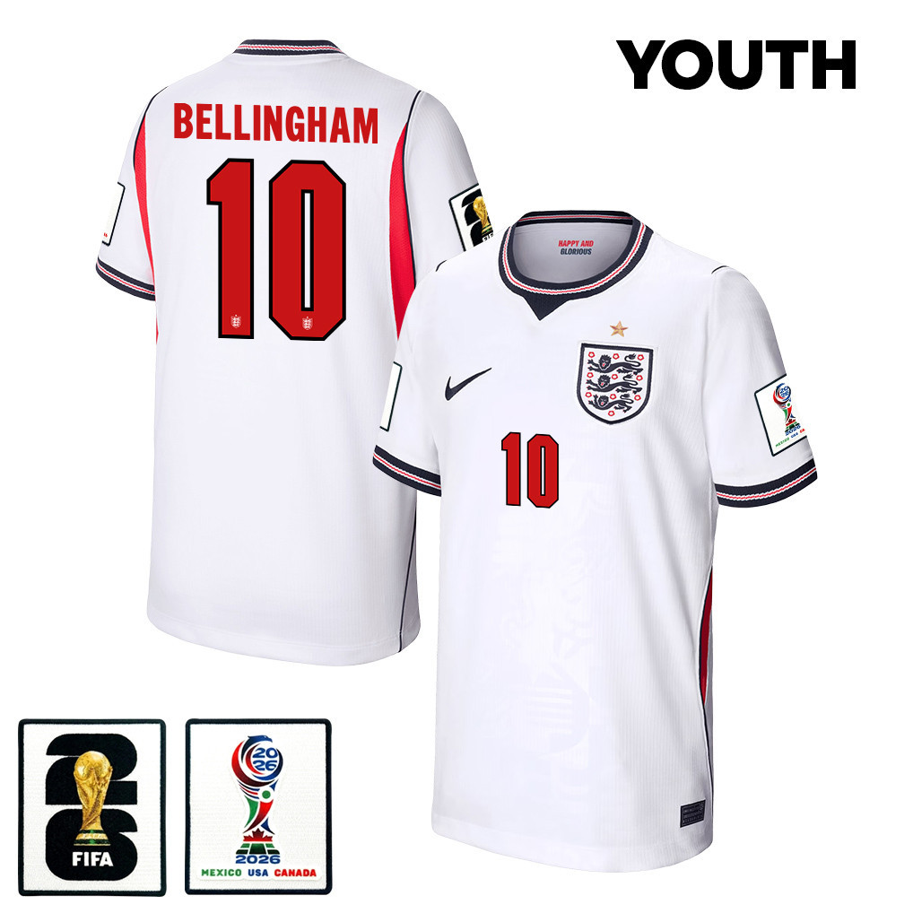 Jude Bellingham 10 England Nationalmannschaft Jugend 2026 Heimtrikot – Weiß