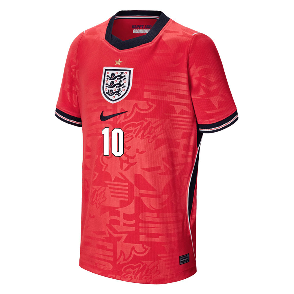 Jude Bellingham 10 England Nationalmannschaft 2026 Auswärtstrikot für Jugend – Rot