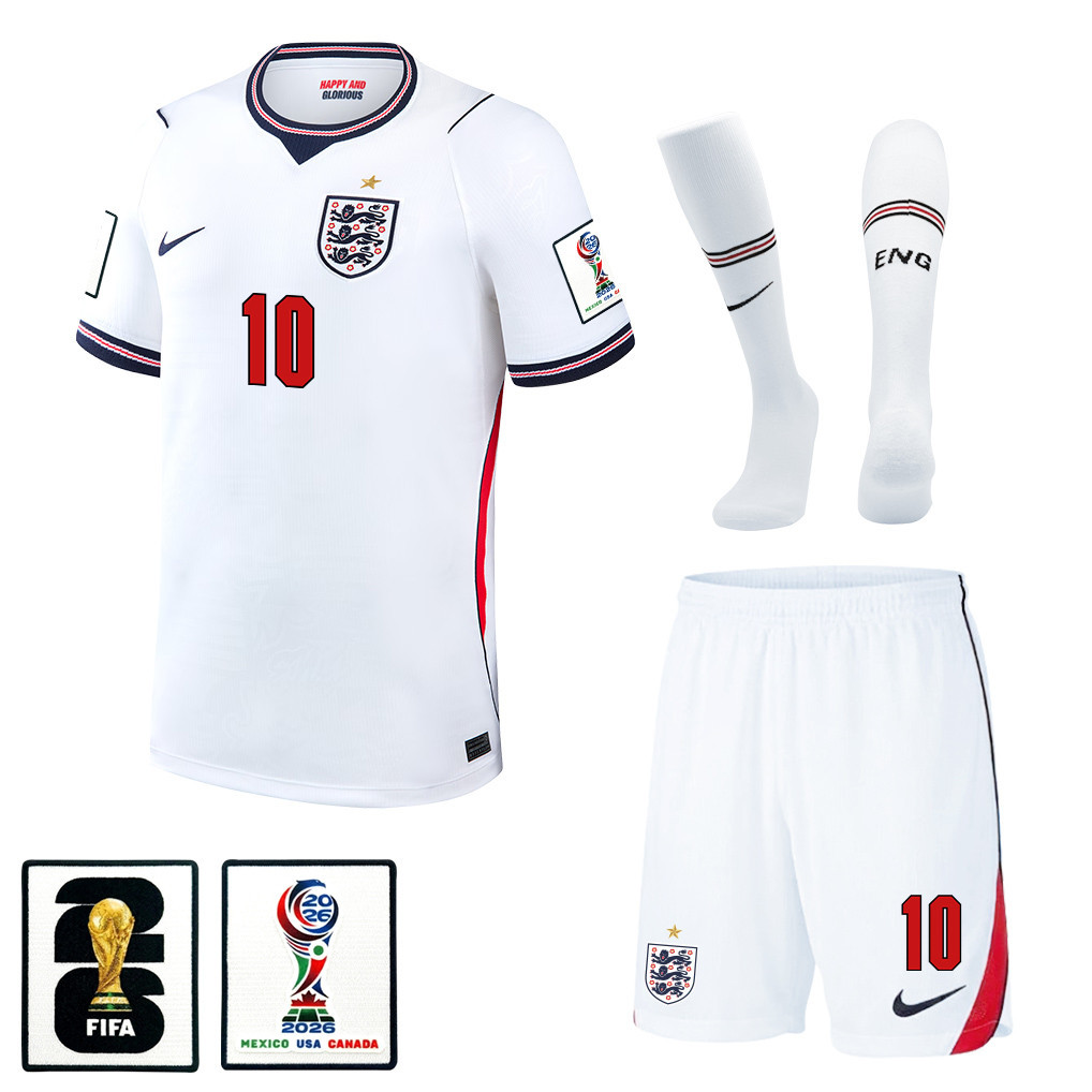 Jude Bellingham 10 Englische Nationalmannschaft 2026 Heim Herren-Kit-Set – Weiß