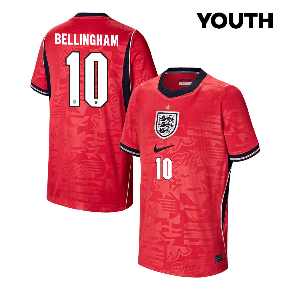 Jude Bellingham 10 England Nationalmannschaft 2026 Auswärtstrikot für Jugend – Rot