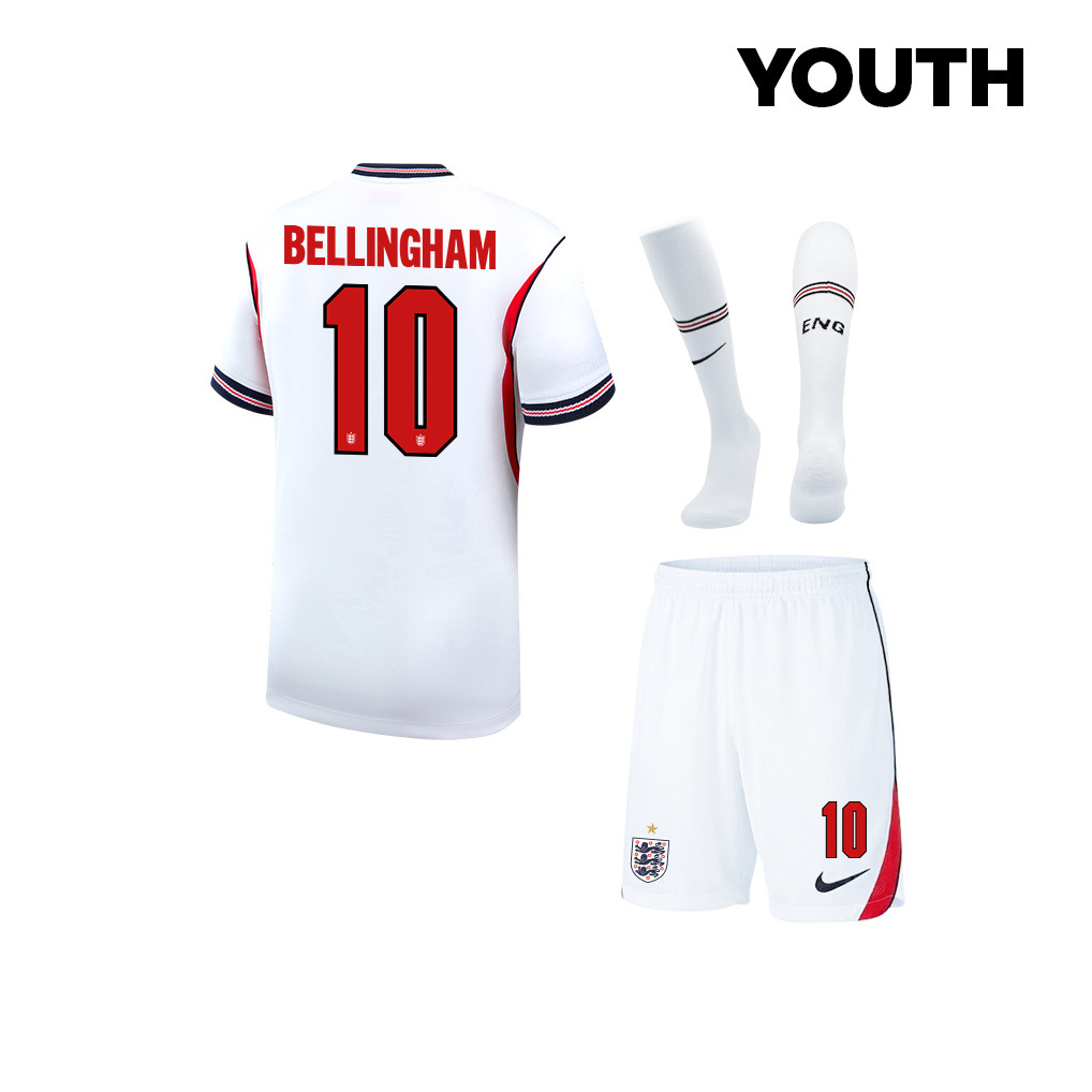 Jude Bellingham 10 Englische Nationalmannschaft 2026 JUGEND Heim Kit-Set – Weiß
