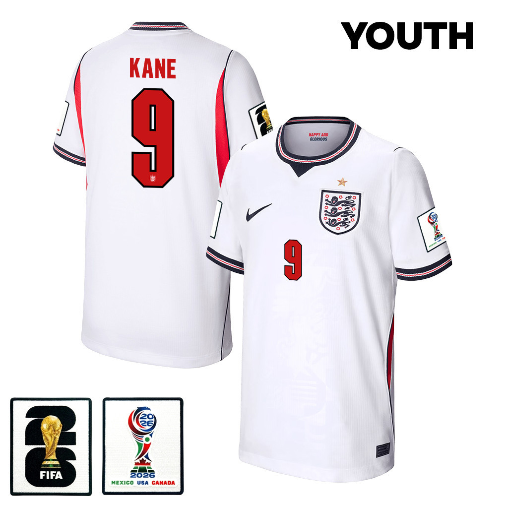 Harry Kane 9 England Nationalmannschaft Jugend 2026 Heimtrikot – Weiß