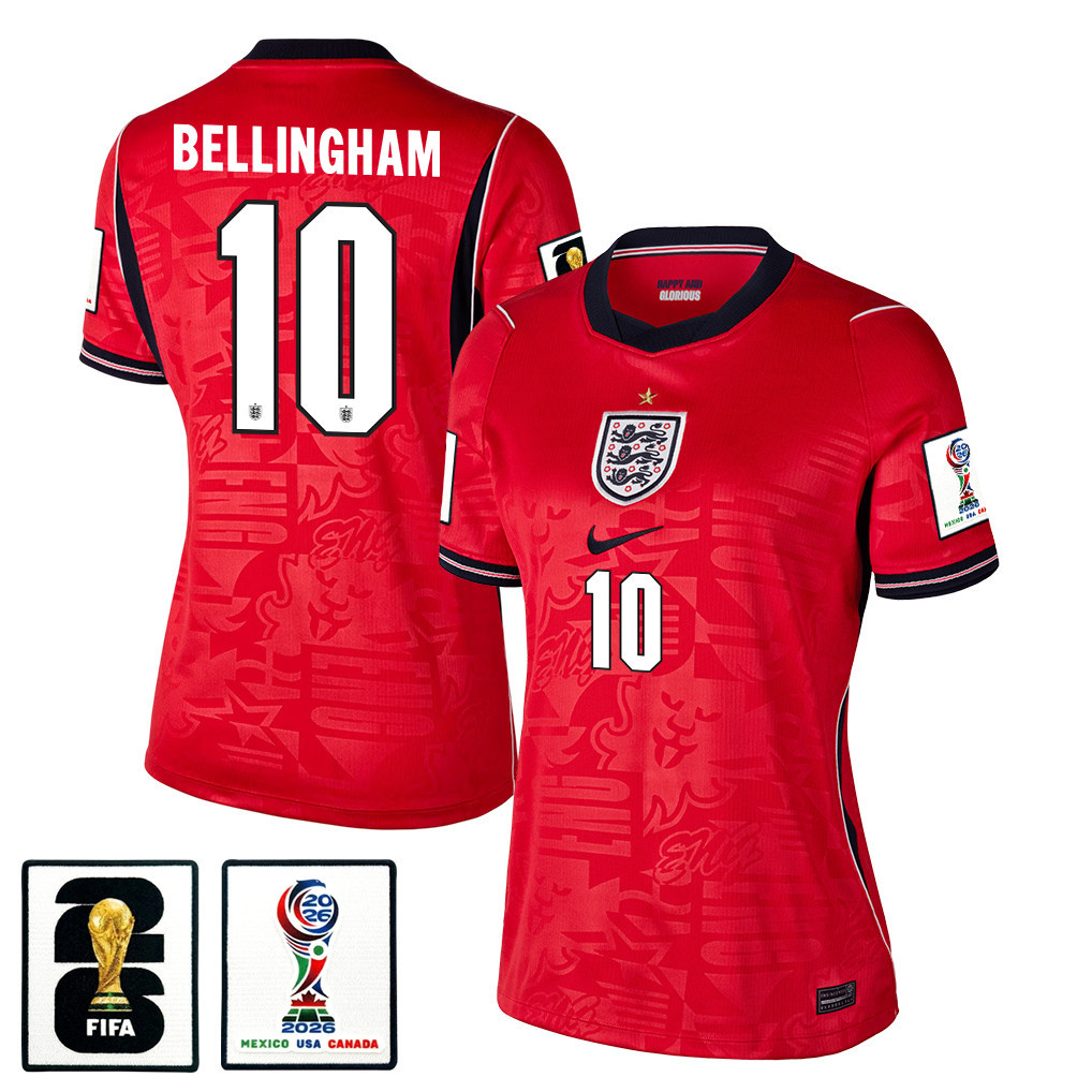Jude Bellingham 10 Englische Frauen-Nationalmannschaft 2026 Auswärts Trikot – Rot